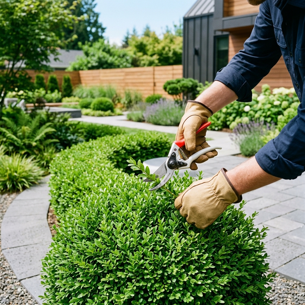 Gardener landscaping a yard