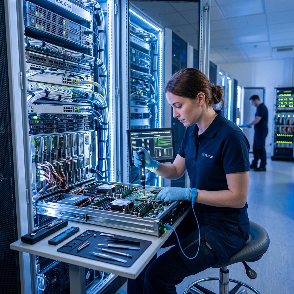 Technician repairing electronics